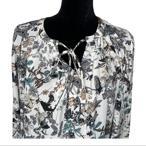 Pleione Floral Long Sleeve Popover Blouse size Small - Picture 3 of 6
